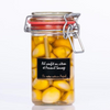 Jar of Popol's candied garlic with wild fennel and lemon