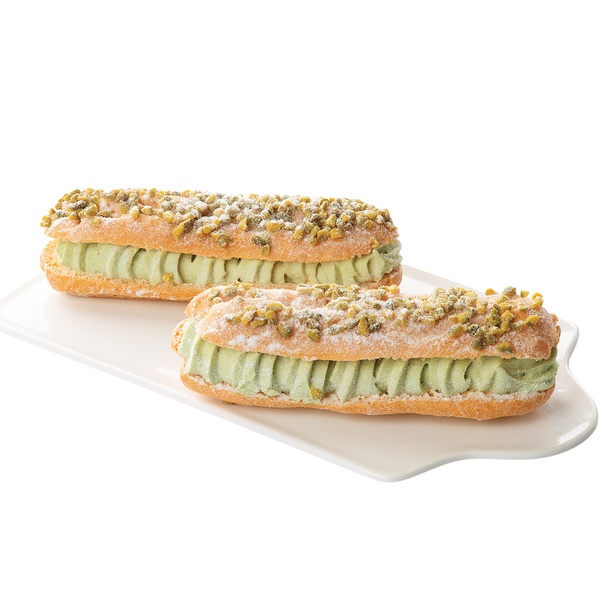 Two pistachio éclairs