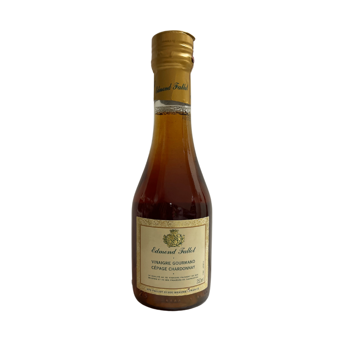 Bottle of Edmond Fallot's Gourmand Chardonnay Vinegar. Net weight: 250ml