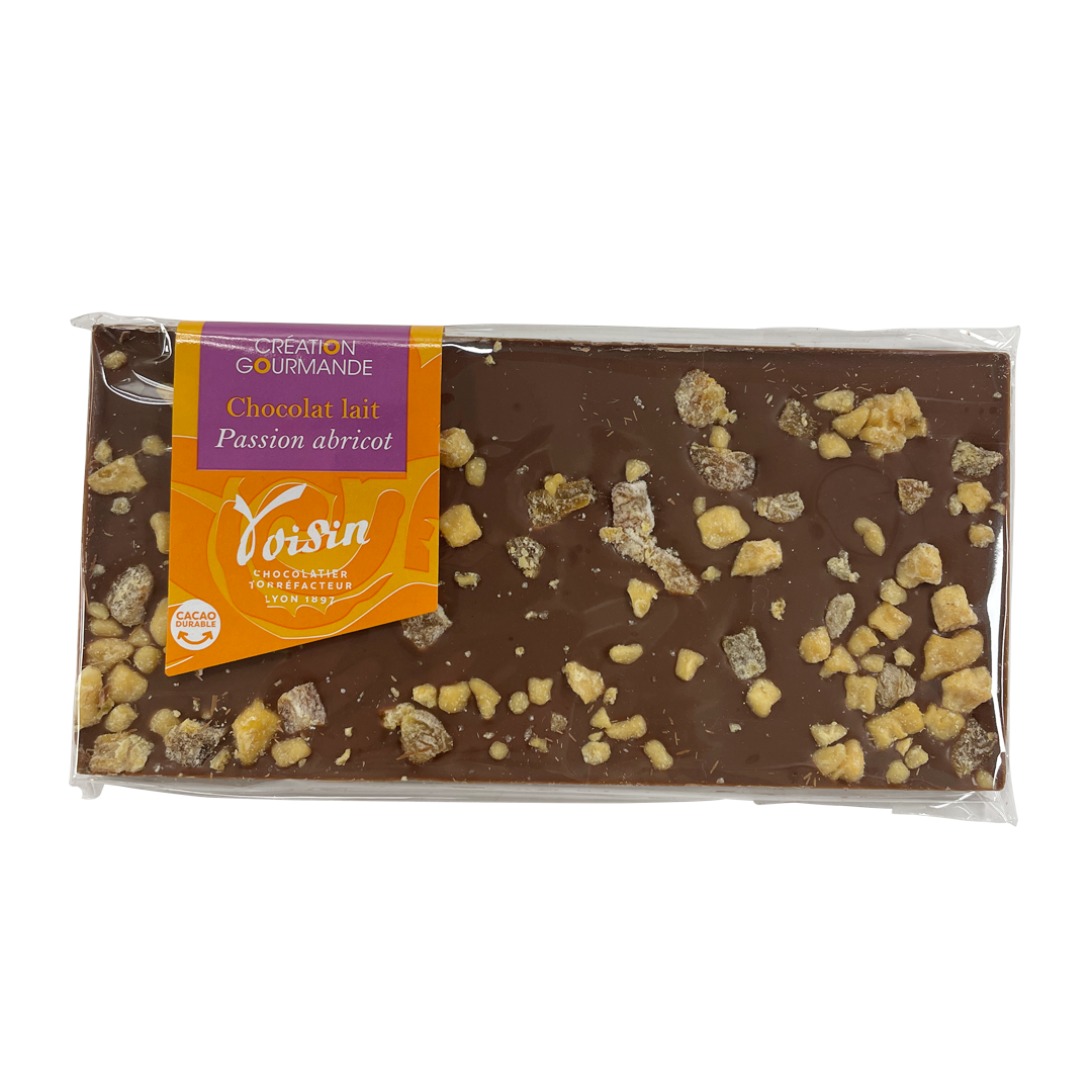 One bar with passion fruit and apricot on a milk chocolate base