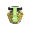 Jar of green olive pulp and grilled almond with basalmic vinegar