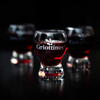 Verre shooter filled with griottines Peureux and alcohol