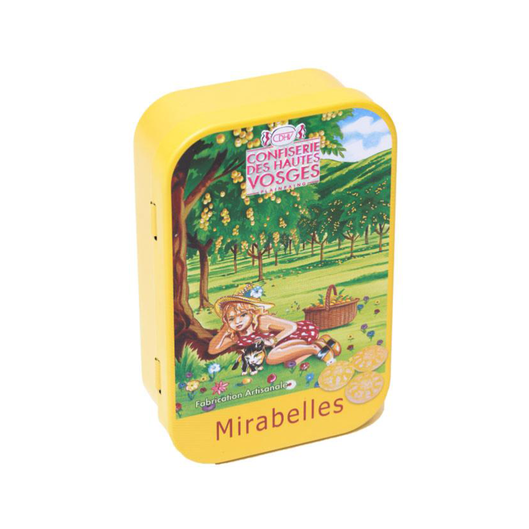 CDHV's mirabelle plum from Lorraine 100% natural frosted candies in collector tin. Net weight: 70g