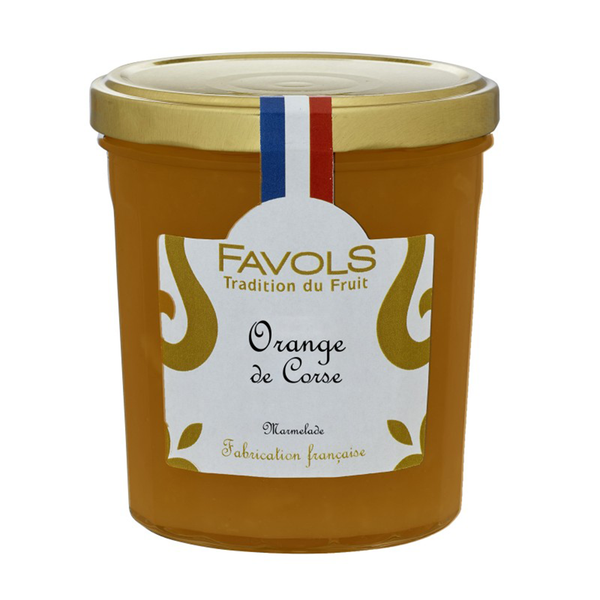 Favols' premium 'tradition' Orange from Corsica jam. Comes in a jar. Net Weight: 375g