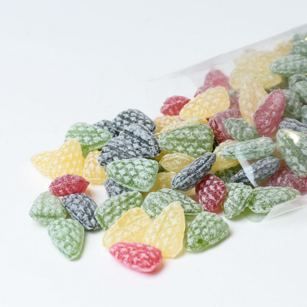 Opened bag of 250g of bulk CDHV's 100% natural résine des Vosges frosted candies.