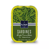 tin of sardines with sliced olives and rosemary