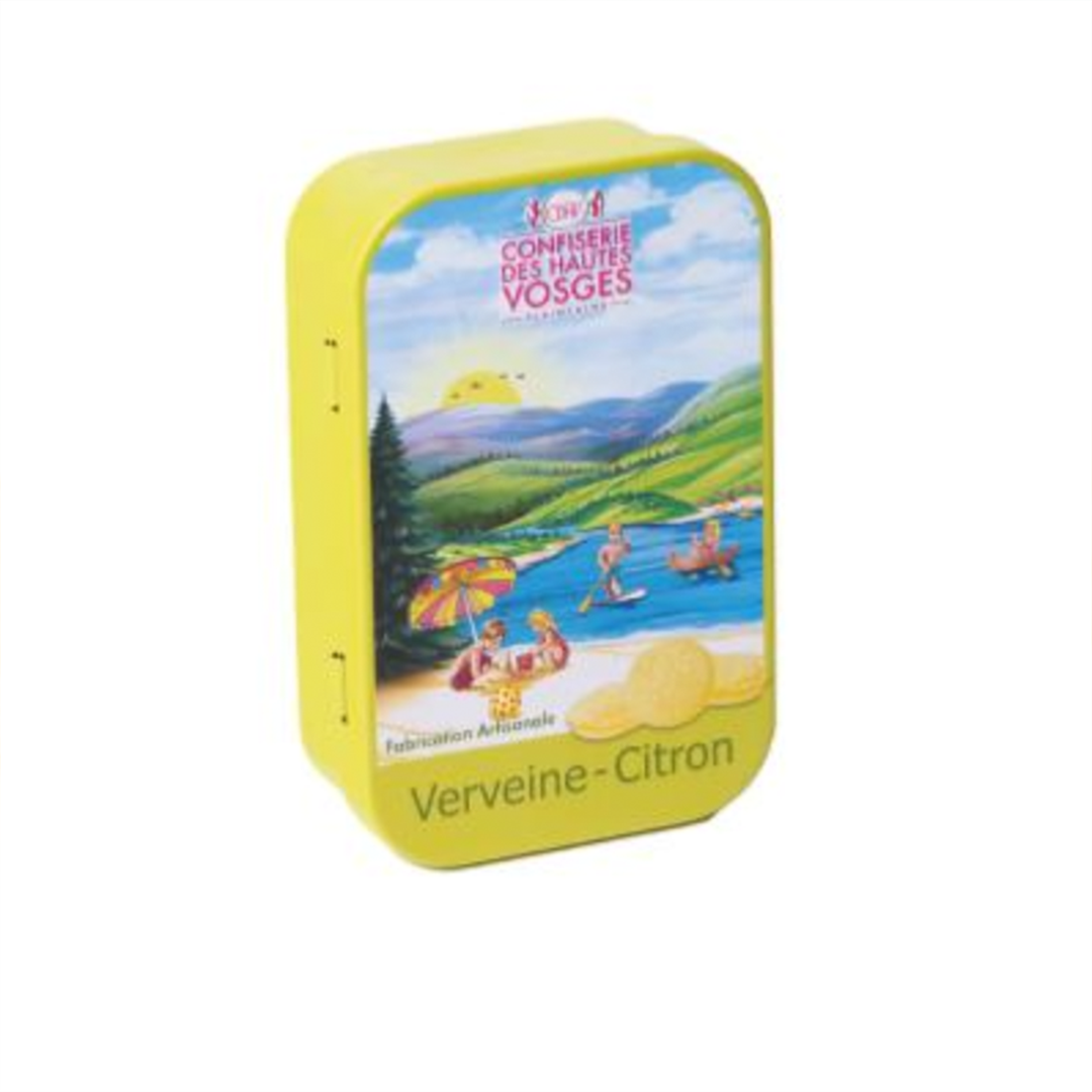CDHV's verbena lemon 100% natural frosted candies in collector tin. Net weight: 70g