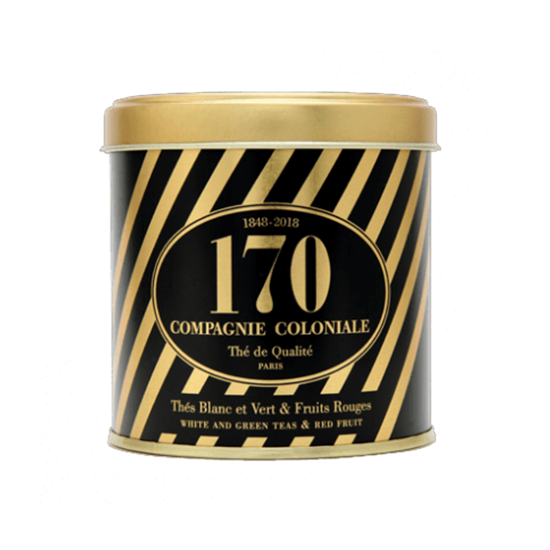 Tin of Compagnie Coloniale's Anniversary 170ans Tea. Net weight: 90g