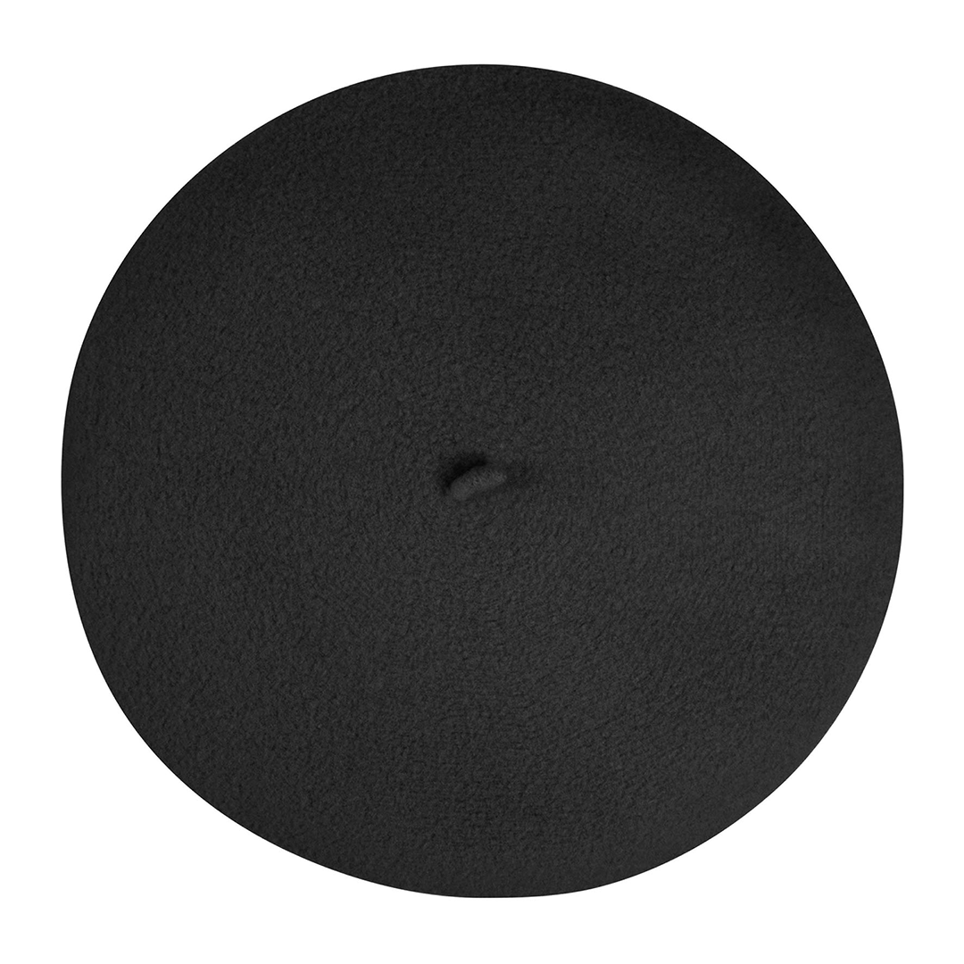 Top view of Laulhère's 100% merino wool authentic beret - black