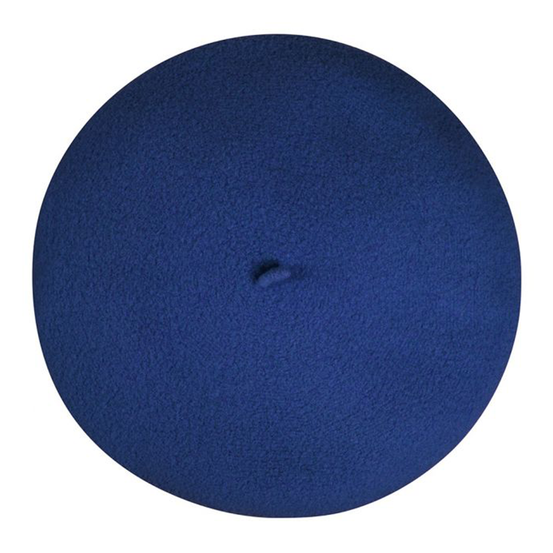 Top view of Laulhère's 100% merino wool authentic beret - blue Laulhère