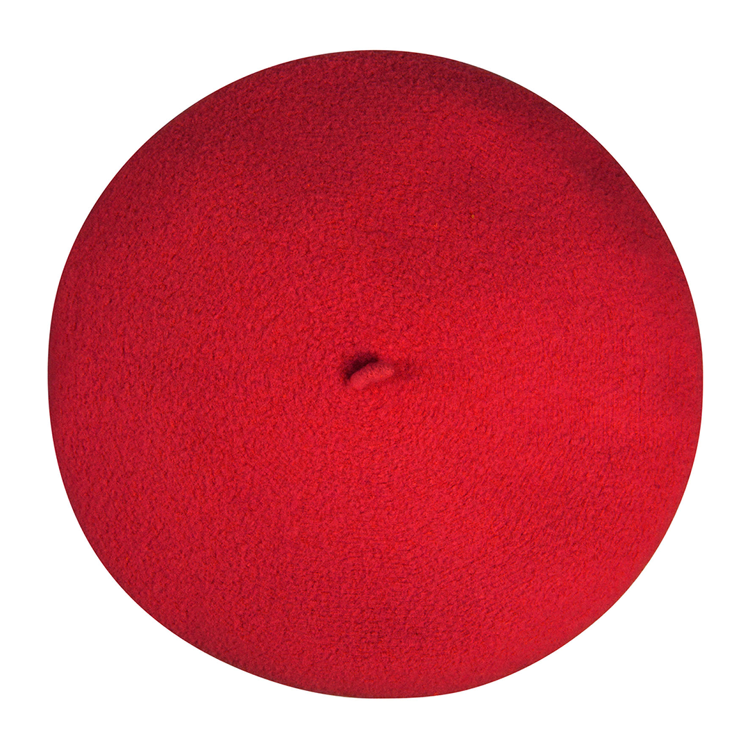 Top view of Laulhère's 100% merino wool authentic beret - passion