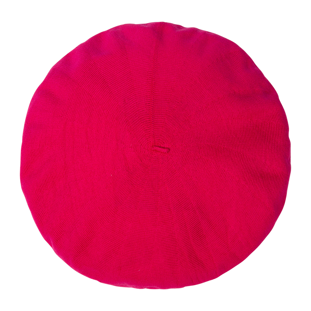 Top view of Laulhère's 100% cotton authentic summer beret - greige (pink)