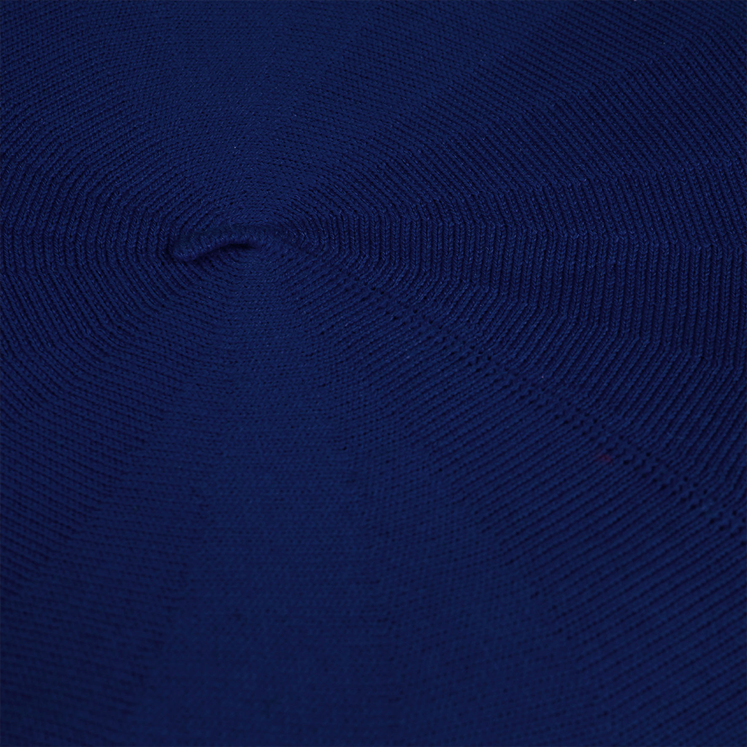 Close up of Laulhère's 100% cotton authentic summer beret - navy blue