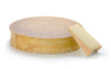 The whole Beaufort cheese with one slice on the side.