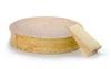 The whole Beaufort cheese with one slice on the side. 