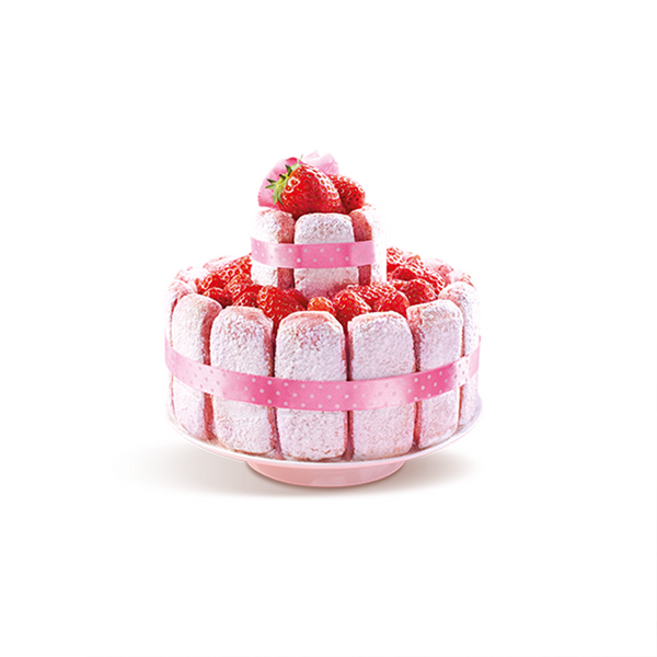 Strawberry charlotte/shortcake made with Fossier's pink biscuits from Reims.