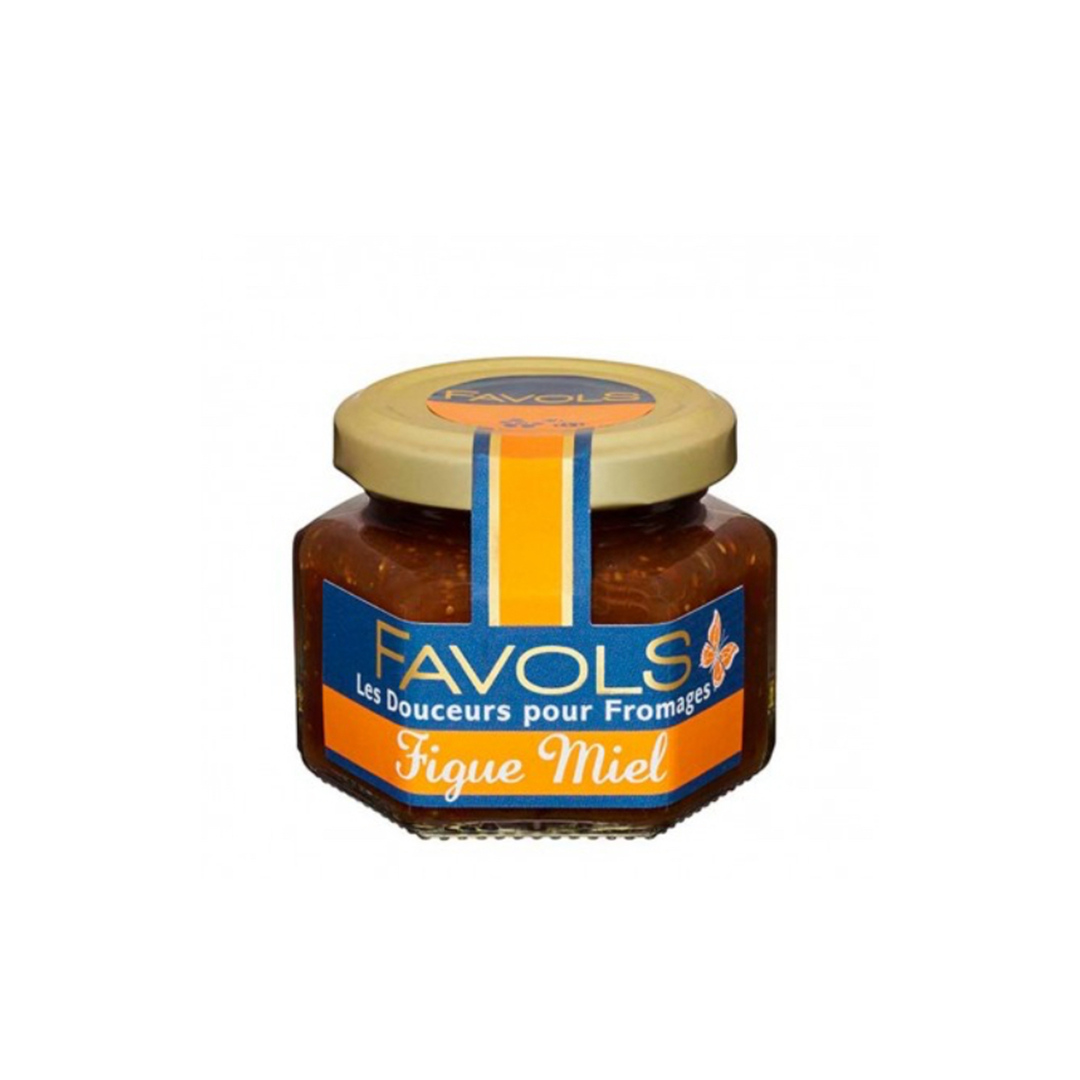 Favols' fig and honey chutney comes in a jar. Net weight: 110g. This surprising blend comes from regional tradition. The firm and pleasant texture of the fig creates a contrast with the melting characteristic of soft cheese. 