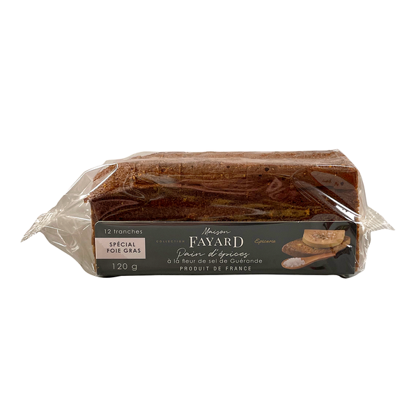 Maison Fayard's presliced pain d'épices with salt flower from Guérande. Net weight: 120g