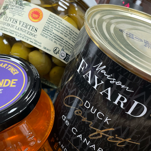 Focus on the duck confit, olives and honey