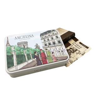 Box of Angelina's assorted biscuits with a book underneath
