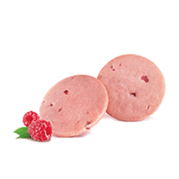 Fossier's raspberry sablés made with Fossier's signature pink biscuit dough.