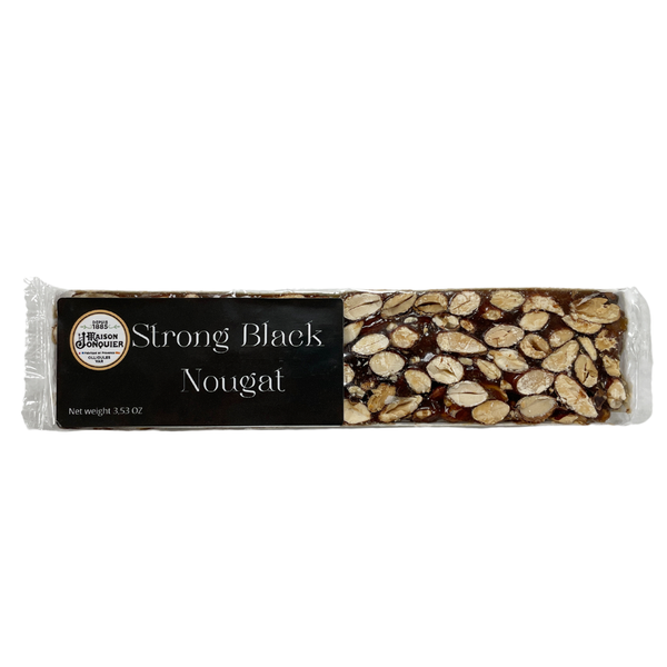 Jonquier's bar of black nougat. Net weight: 125g