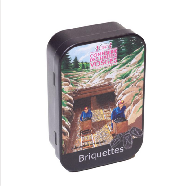 CDHV's briquette (liquorice - anise) 100% natural frosted candies in collector tin. Net weight: 70g