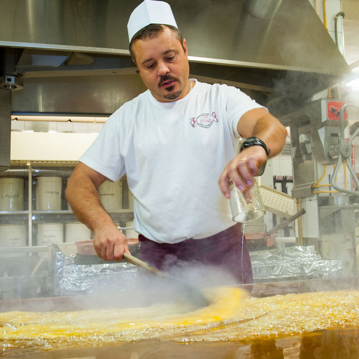 Our supplier Confiserie des Hautes Vosges busy preparing candies at their workplace.