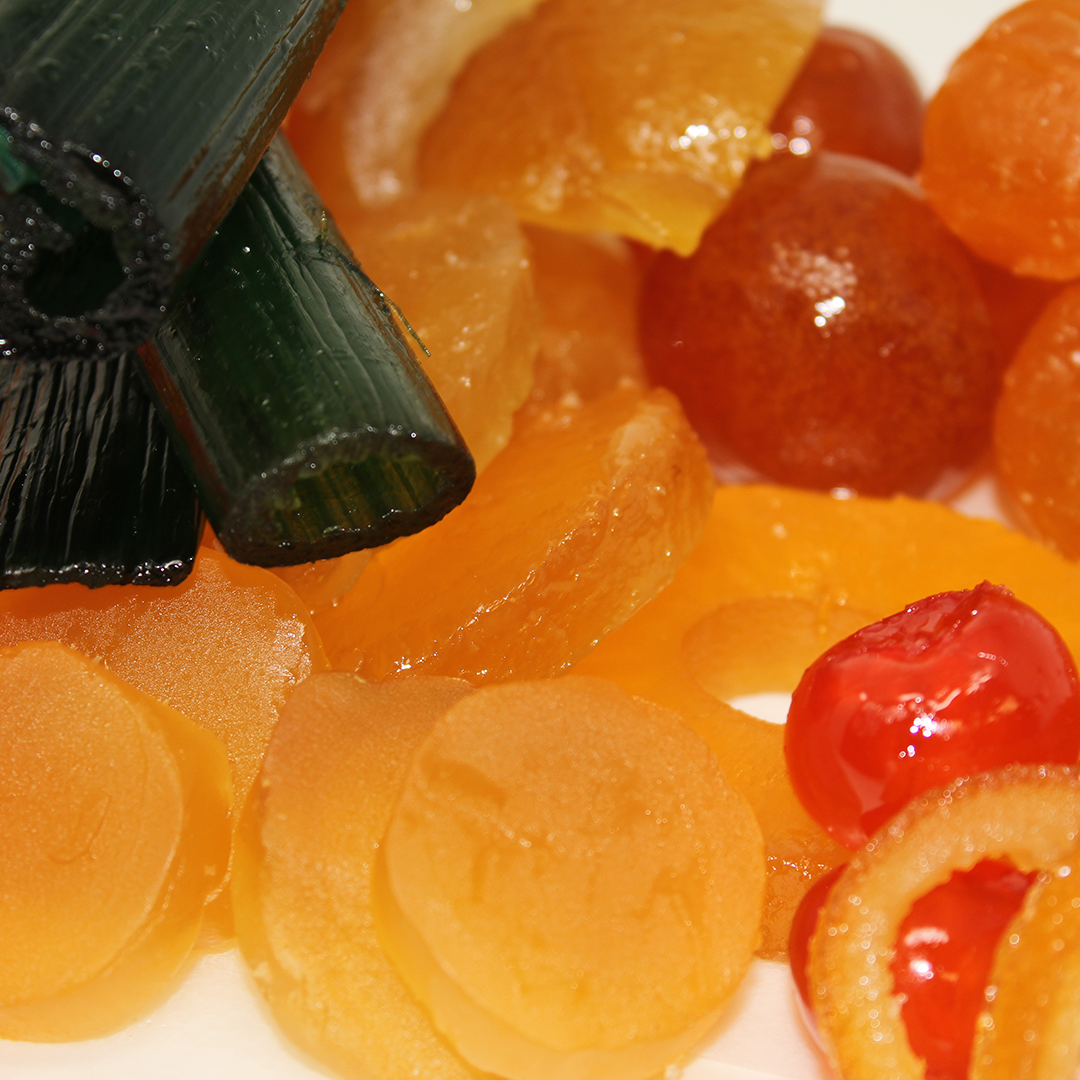Mix of candied fruits.