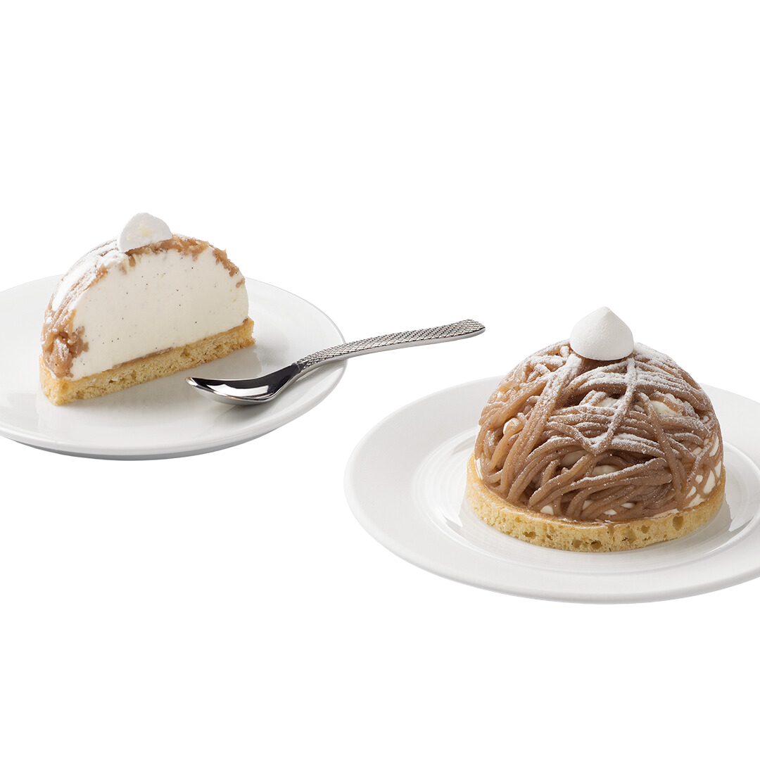 Mont blanc individual dessert with another half one on the side