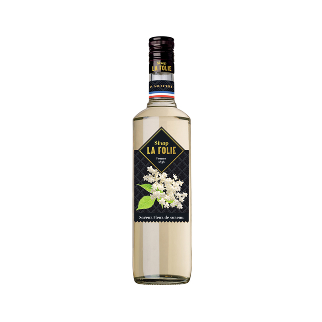 Bottle of Combier Distillery's elderflower syrup. Net weight: 35cl