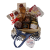 Festivities in Brittany Gift Basket with medium 100% cotton mesh shopping bag