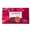 Box of dark chocolate and red fruit florentins