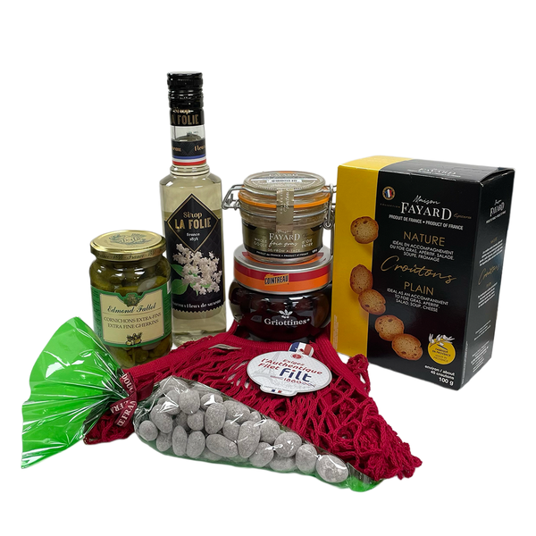 Items included in the Gourmandises from France Gift Basket 