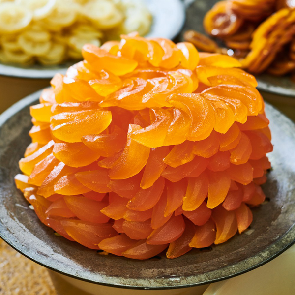 Lovely trays of Léonard Parli's candied melon slices.