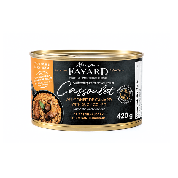 Tin of Maison Fayard's cassoulet with duck confit. Net weight: 420g