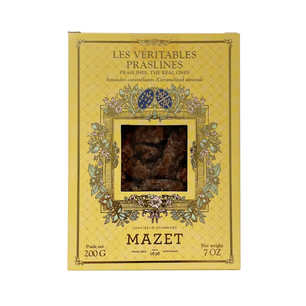 Box of Mazet's praslines de Montargis. Net weight: 200g