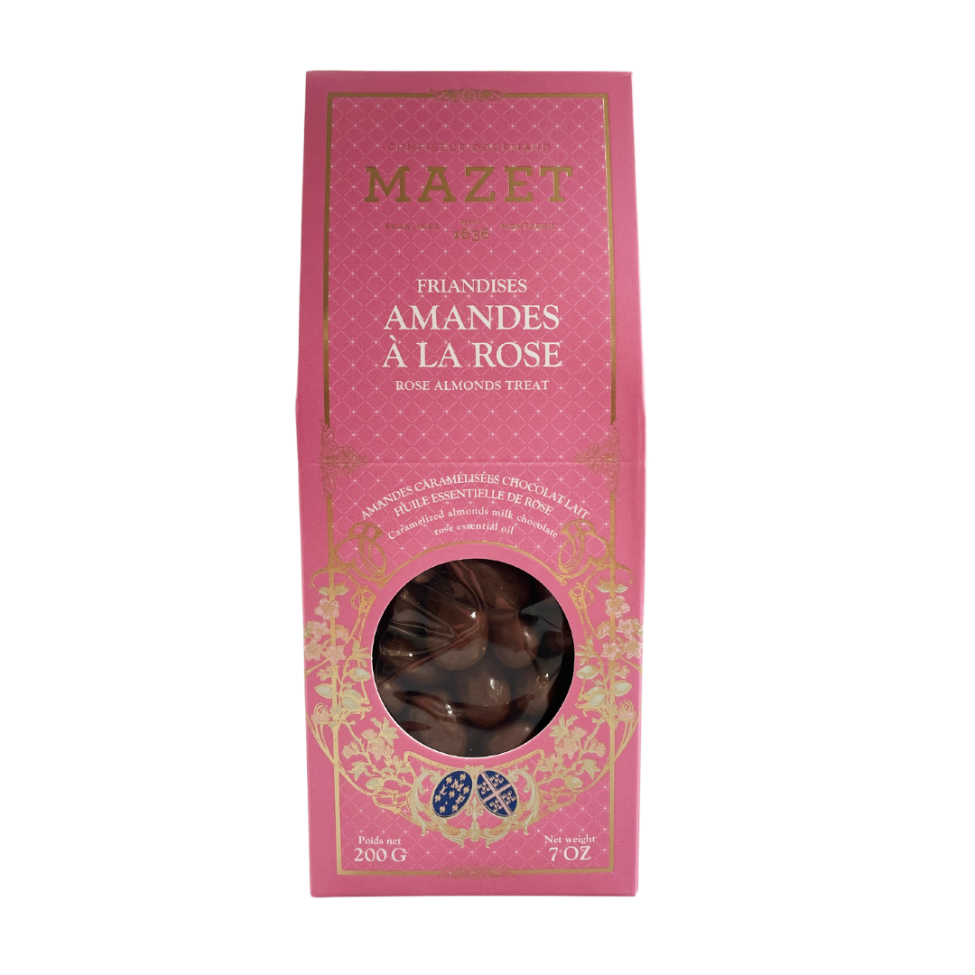 Box of Mazet's Rose & Almond Treat. Net weight 200g