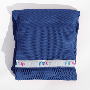 Filt 1860's 100% organic cotton mesh baby carrier in blue - folded