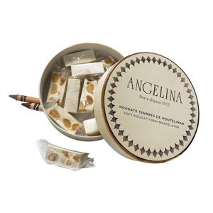 Angelina's box of Montelimar nougat open