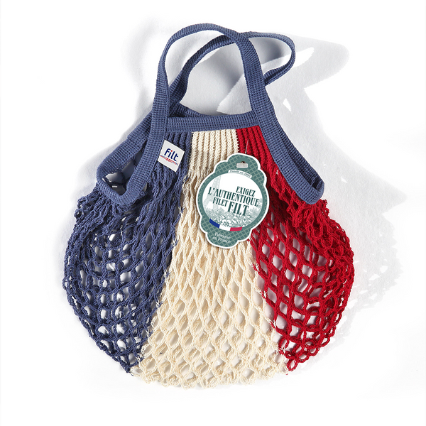 Blue-white-red Filt 1860's 100% cotton net shopping bag