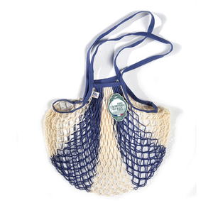 Blue-Ecru Filt 1860's 100% cotton net shopping bag