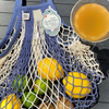 Blue-Ecru Filt 1860's 100% cotton net shopping bag with fruits inside
