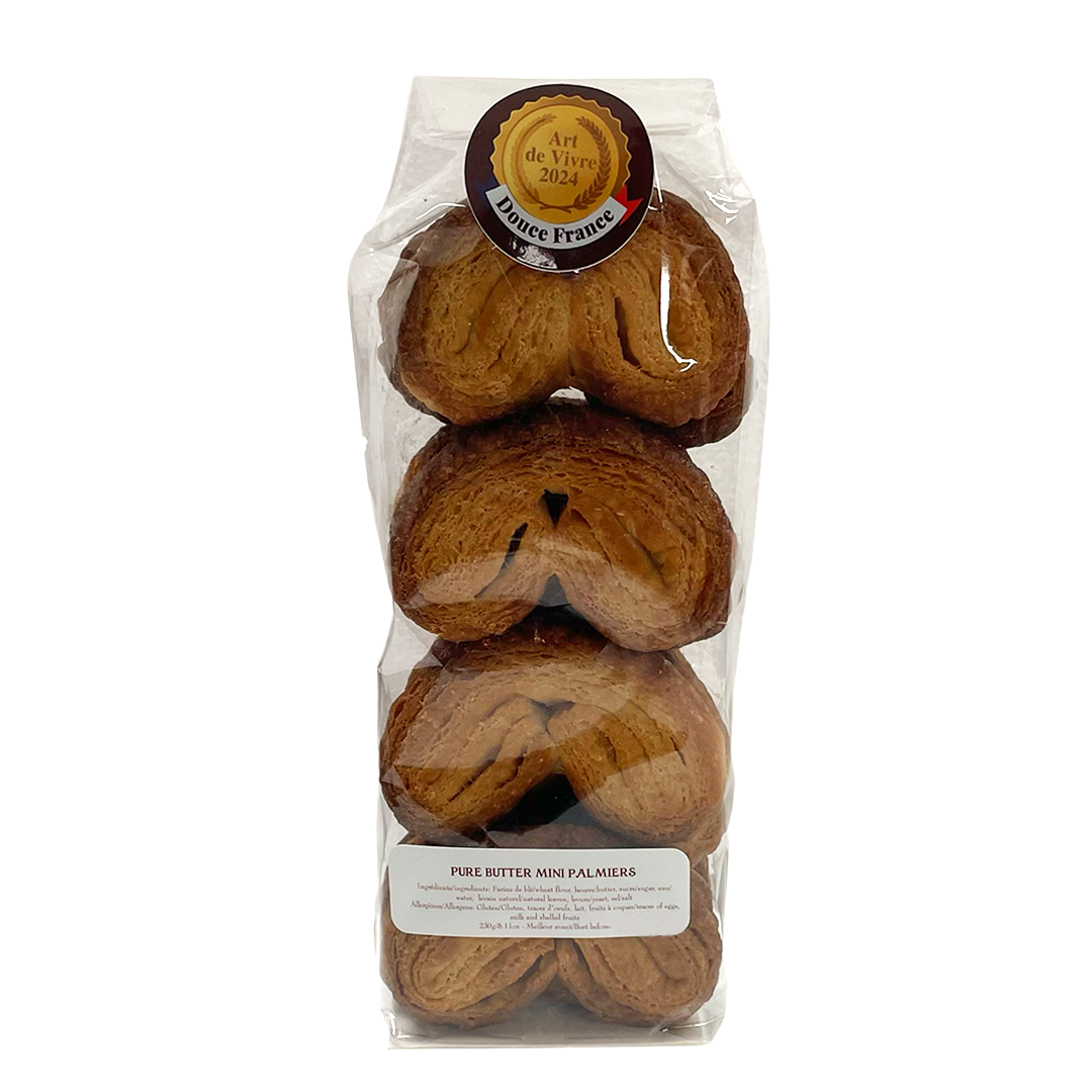 Bag of soy-free pure butter palmiers. About  230g