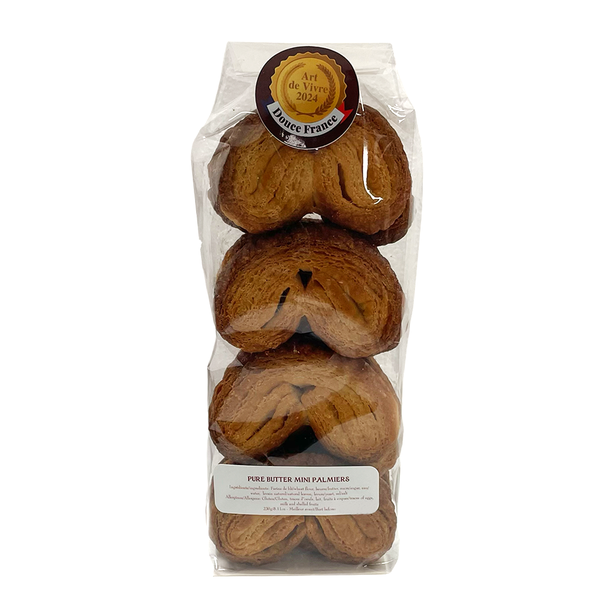 Bag of soy-free pure butter palmiers. About  230g