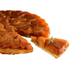 Pure butter tatin tart with one slice cut