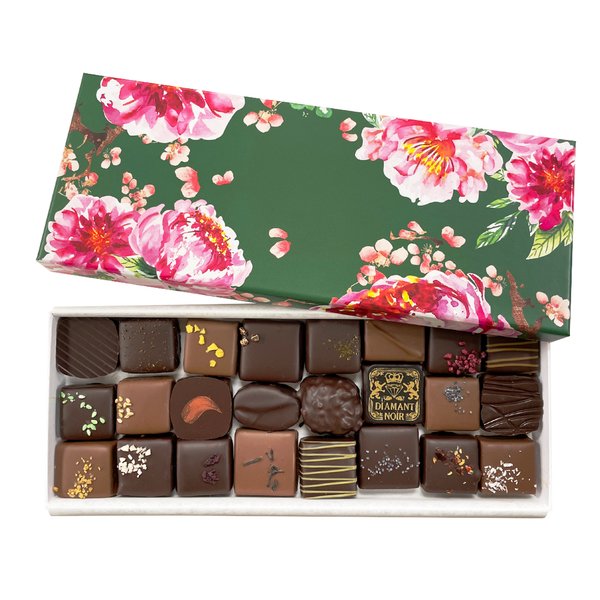 Opened box of 24 chocolates