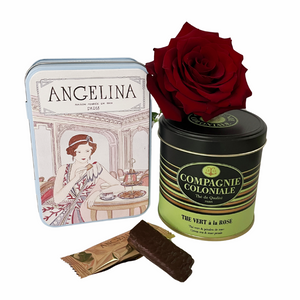 Vive la Rose gift set including a tin of tea and a tin of crêpes dentelle