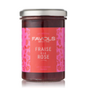 Just delicious! Favols' strawberry & petal of roses jam comes in a jar.  Net weight 260g. Contains cane sugar.