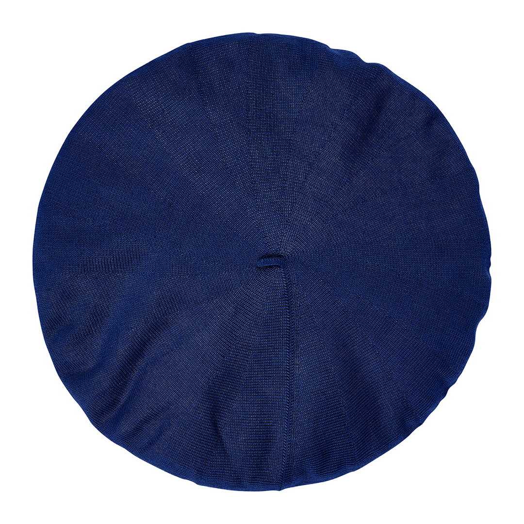 Top view of Laulhère's 100% cotton authentic summer beret - navy blue